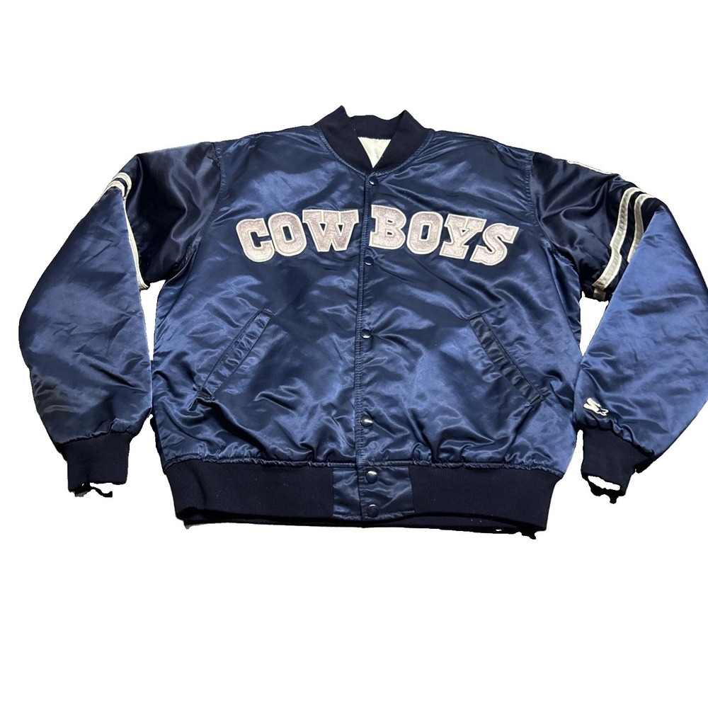 Vintage Starter Dallas Cowboys Satin Bomber Jacket Spell Out Large